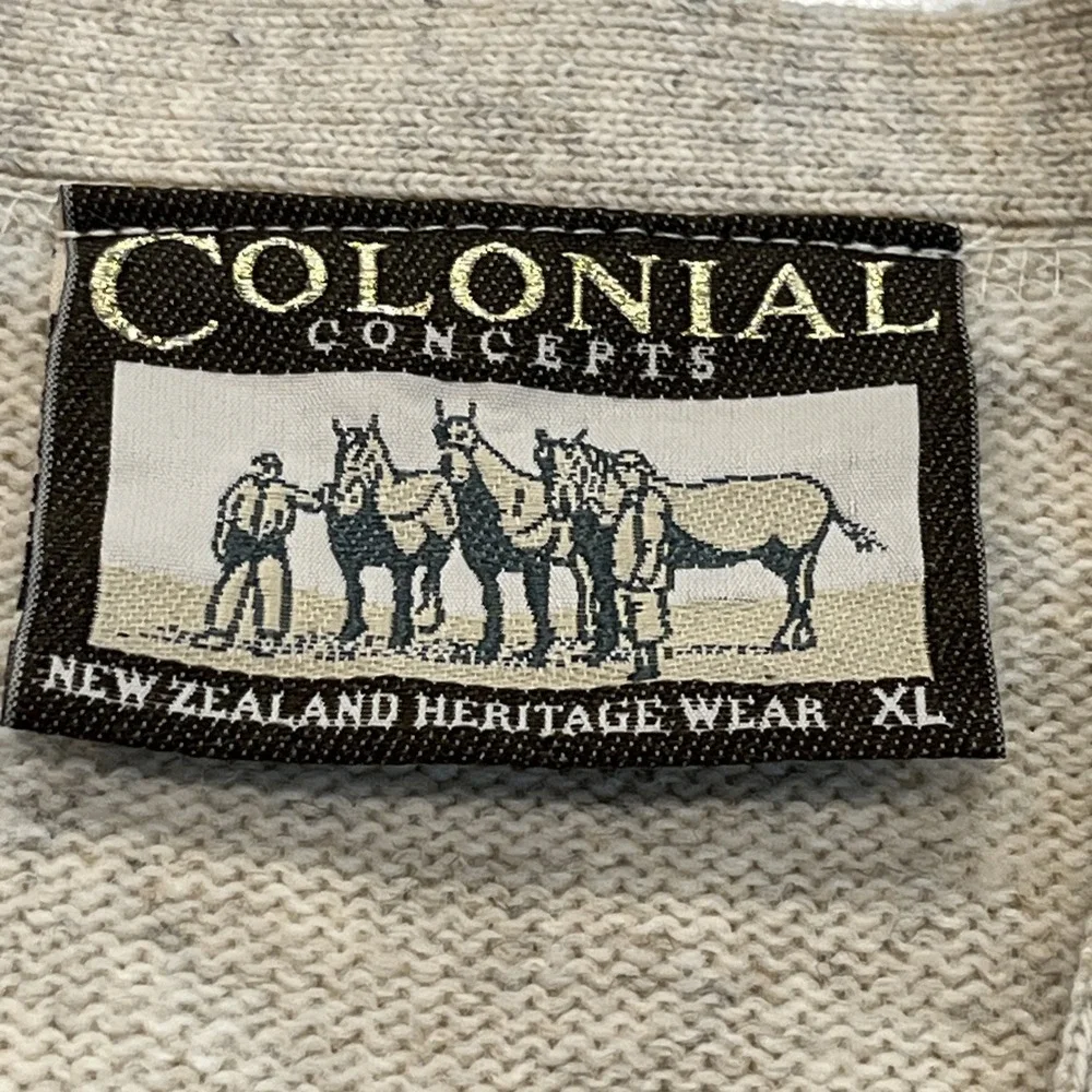 Colonial Concepts New‎ Zealand Heritage Wool XL Sweater Button Vest Graphic Knit